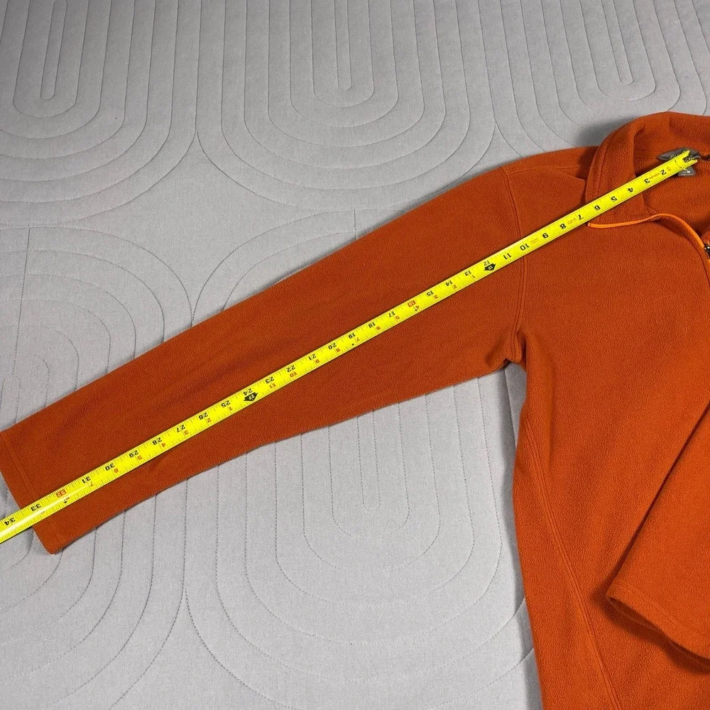 Eddie Bauer Men's Fleece 1/4 Zip Pullover Sweatshirt Size Medium Orange Polartec